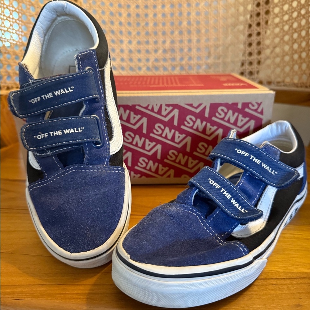 Boys Vans Blue and White velcro shoes